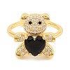 Rack Plating Brass Micro Pave Cubic Zirconia Open Cuff Rings for Women RJEW-S392-02G-C-2