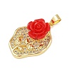 Brass Micro Pave Cubic Zirconia Pendants KK-P323-06G-01-2