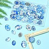 40Pcs 2 Styles Floral Theme Ornaments Glass Oval Flatback Cabochons GGLA-FS0001-10-8