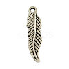 Tibetan Style Alloy Feather Pendants TIBEP-20476-AS-RS-1