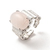 Natural Rose Quartz Oval Open Cuff Ring RJEW-P082-03P-20-2