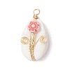 Natural Cowrie Shell Copper Wire Wrapped Pendants PALLOY-JF03834-3