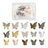 1 Box 75Pcs 15 Styles Butterfly Textured Alloy Cabochons MRMJ-PJ0001-05-1