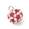 Glass Seed Beaded Round Pendants PALLOY-MZ00525-02-3