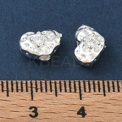 Brass Micro Pave Clear Cubic Zirconia Beads CU-CBAC675-09S-1