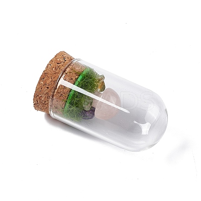 Natural Rose Quartz Mushroom Display Decoration with Glass Dome Cloche Cover G-E588-03J-1