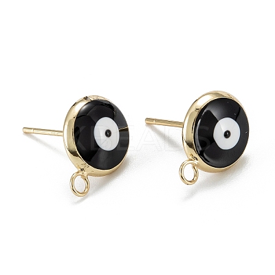 Eco-Friendly Brass Enamel Stud Earring Findings KK-H761-02G-D-1