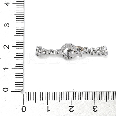 Ring Brass Micro Pave Clear Cubic Zirconia Fold Over Clasps KK-Z143-21P-1