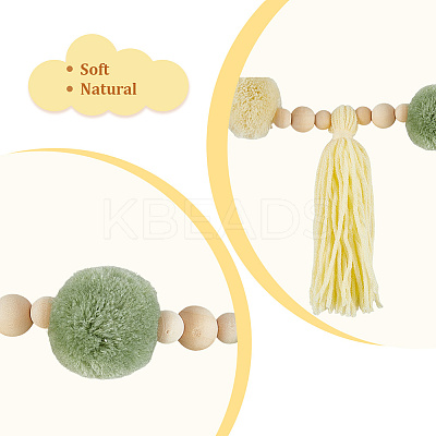 Round Cotton Tassel Hanging Wall Art Decorations HJEW-WH20003-19B-1