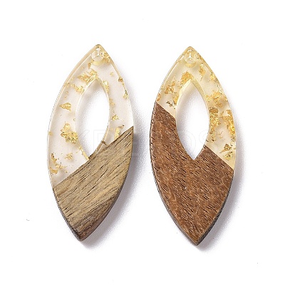Transparent Resin & Walnut Wood Pendants RESI-N025-047A-01-1