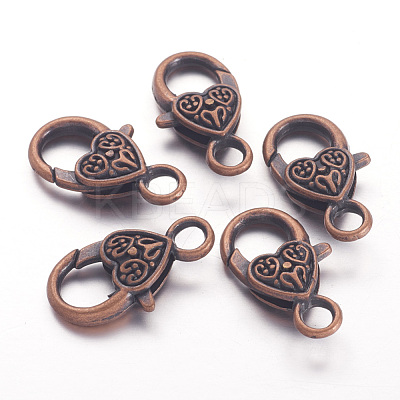 Tibetan Style Heart Lobster Claw Clasps X-K08Y0061-1
