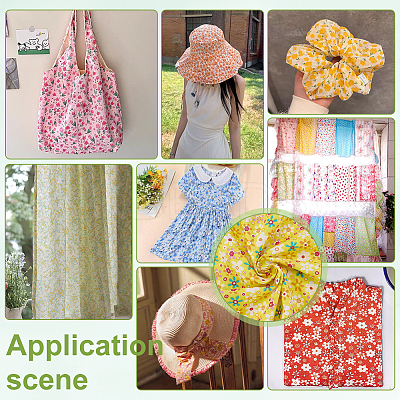 Flower Pattern Cotton Fabric DIY-WH0591-275A-1