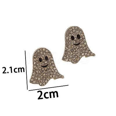 Ghost Alloy Crystal Rhinestone Stud Earrings FS-WG84691-01-1