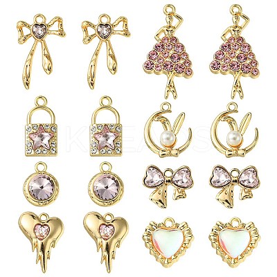 18Pcs 8 Styles Alloy Glass & Resin Pendants DIY-FS0005-36-1