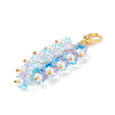 Trumpet Flower Glass Pendant Decorations HJEW-JM00800-01-1
