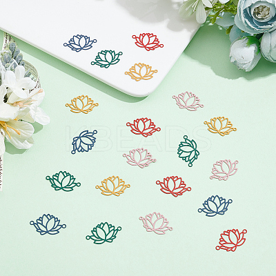 50Pcs 5 Colors Spray Painted 201 Stainless Steel Connector Charms STAS-DC0007-98-1