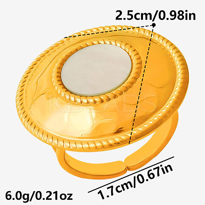 304 Stainless Steel with Natural Shell Cuff Open Rings for Women YC3221-3-1