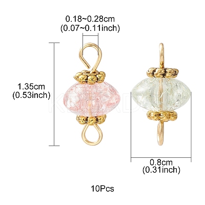 Crackle Glass Connector Charms PALLOY-YW0001-44-1
