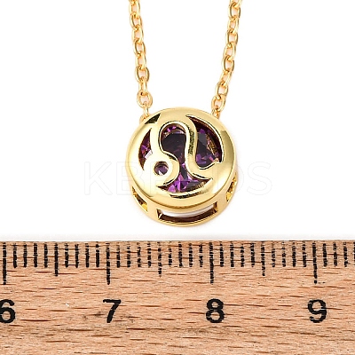 Brass Pave Cubic Zirconia Birth Stone Constellation Pendant Cable Chain Necklaces NJEW-D334-01G-09-1