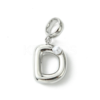 Rack Plating Brass with ABS Plastic Pearl European Dangle Charms KK-G501-02D-P-1