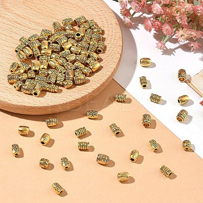 100Pcs 5 Styles Tibetan Style Alloy Beads TIBEB-YW0001-37-1