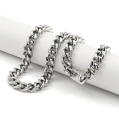 Non-Tarnish 201 Stainless Steel Cuban Link Chain Necklaces for Women and Men NJEW-F322-04P-04-1