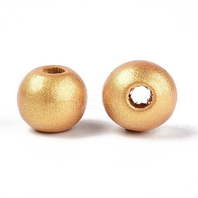 Spray Painted Round Natural Schima Wood Beads WOOD-A018-8mm-01-1