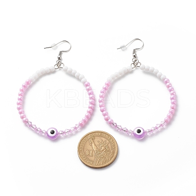 Resin Evil Eye & Acrylic Beaded Big Ring Dangle Earrings EJEW-JE04999-01-1