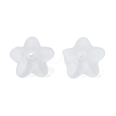 Transparent Frosted Acrylic Flower Beads X-PL554-1