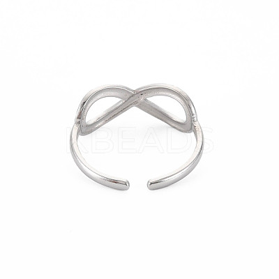 Non-Tarnish 304 Stainless Steel Open Infinity Hollow Cuff Ring for Women RJEW-S405-198P-1