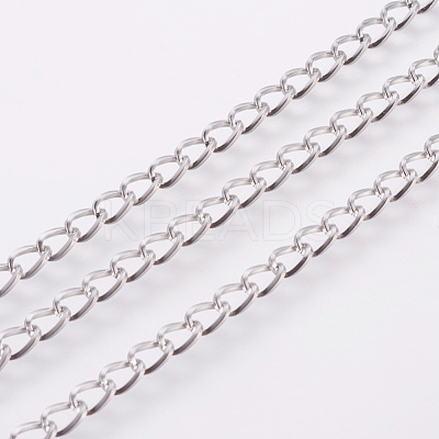 Non-Tarnish 3.28 Feet 304 Stainless Steel Curb Chains X-CHS-F003-13P-1
