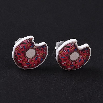 Colorful Acrylic Imitation Food Stud Earrings with Platic Pins for Women EJEW-F293-02C-1