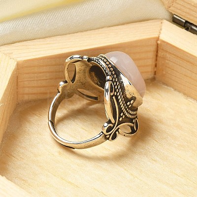 Natural Rose Quartz Adjustable Rings RJEW-I108-02AS-03-1