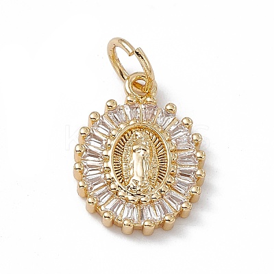 Rack Plating Brass Micro Pave Cubic Zirconia Pendants KK-G451-12G-1