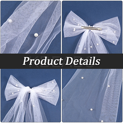 Long Bowknot Polyester Alligaor Hair Clips OHAR-WH20005-07B-1