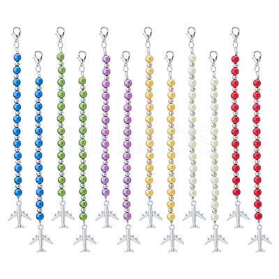 Plane Alloy & ABS Plastic Imitation Pearl Beaded Replacement Zipper Sliders HJEW-FH00031-1