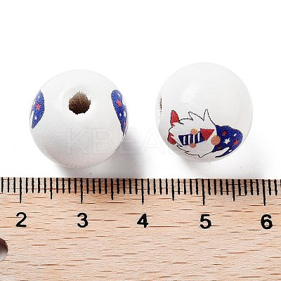 Independence Day Theme Wood European Beads WOOD-M011-07A-1