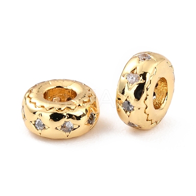 Brass Micro Pave Clear Cubic Zirconia Beads ZIRC-P091-05A-G-RS-1