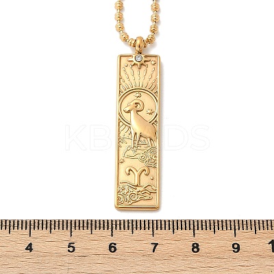304 Stainless Steel Clear Cubic Zirconia Rectangle Constellation Pendant Necklaces for Women Men LS-NJEW-S435-01G-A-1
