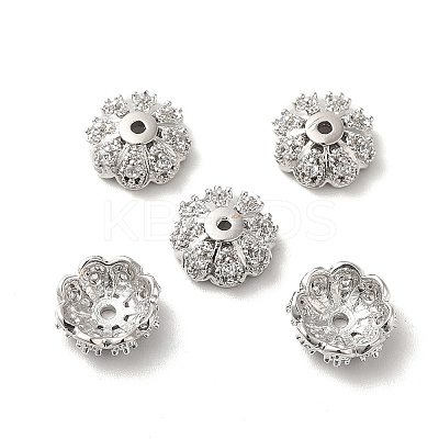 Brass Micro Pave Cubic Zirconia Bead Caps KK-E068-VF836-1-1