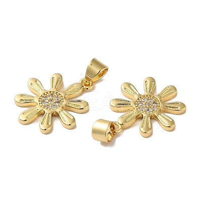 Rack Plating Brass Pave Cubic Zirconia Pendants KK-O142-42G-1
