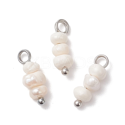 Natural Cultured Freshwater Pearl Potato Beaded Charms PALLOY-JF04642-02-1