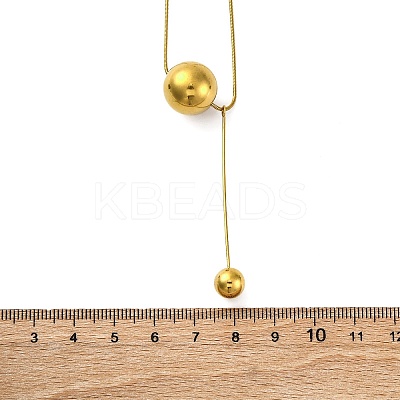 304 Stainless Steel Round Ball Pendant Snake Chain Necklaces LS-NJEW-U028-03G-1
