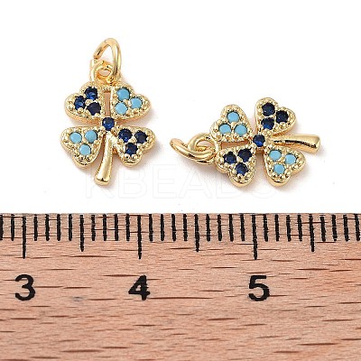 Clover Brass Micro Pave Cubic Zirconia Charms KK-B102-04G-1