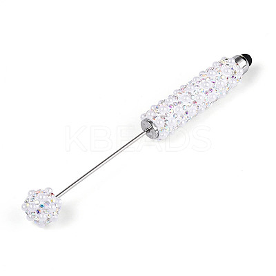ABS Imitation Pearl & Polymer Clay Pave Rhinestone Touch Screen Stylus AJEW-T013-06J-1