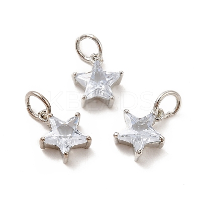 Rack Plating Brass Clear Cubic Zirconia Pendants KK-E081-03P-1