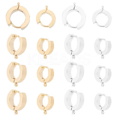 24Pcs 4 Style 201 Stainless Steel Huggie Hoop Earrings Findings STAS-DC0001-23-1