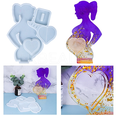 Mother's Day Pregnant Woman Photo Frame Silicone Bust Statue Molds DIY-F065-04-1