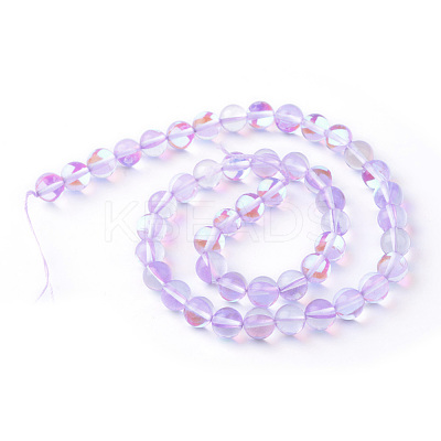 Synthetic Moonstone Beads Strands G-R375-8mm-B02-1