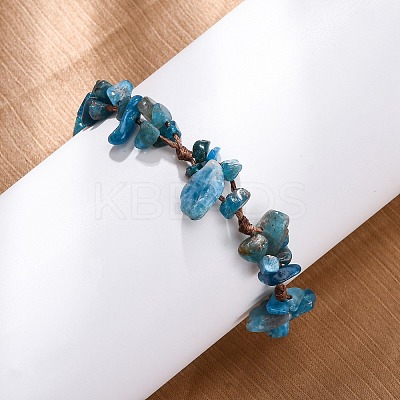 Adjustable Natural Apatite Braided Bead Bracelets for Women BJEW-U035-02N-1